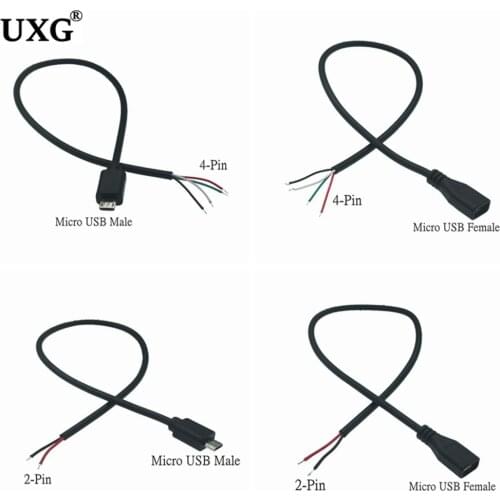 1PCS Micro USB 2.0 A Female Jack Android Interface 4 Pin 2 Pin Male Female Power Data Charge Cable Cord Connector 30CM 1M 3FT