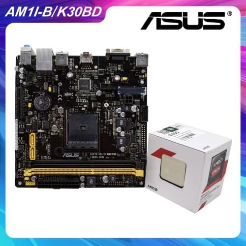 Mini-ITX For ASUS AM1I-B/K30BD/DP_MB 17*17 AM1 Used Desktop Motherboard AMD A320 DDR3 With AMD x4 5150 Mini PC Motherboard Combo