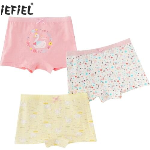 3Pcs Baby Girls Boxer Panties Kids Underwear Cotton Soft Breathable Boxer Shorts Cute Cartoon Pattern Children Girls Underpants