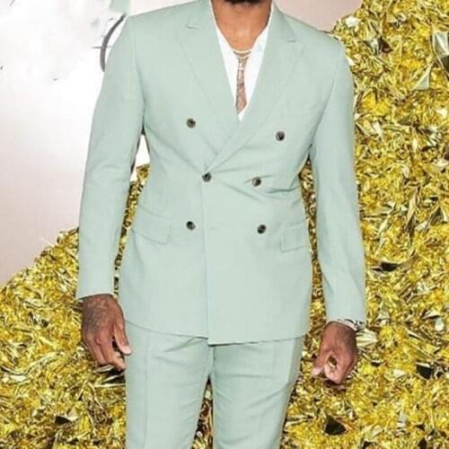Autumn Fashion Talior Made Green Double Button Suit For Wedding Dress Men Best Suit Slim Fit Wedding Beach Dinner Party Sets