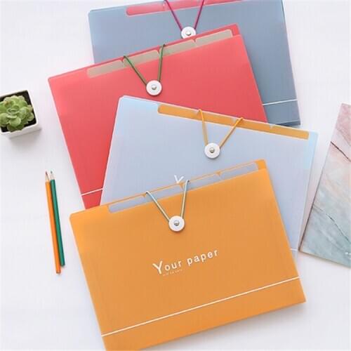 Creative stationery new solid color simple style 5 grid folder students file bag small business supplies office accessories