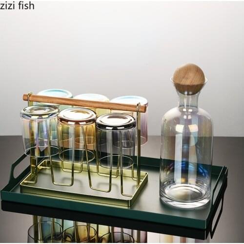 Creative Colorful Glass Living Room Office Whiskey Liquor Cup Household Transparent Large-capacity Hip Flask Wine Set Home Decor