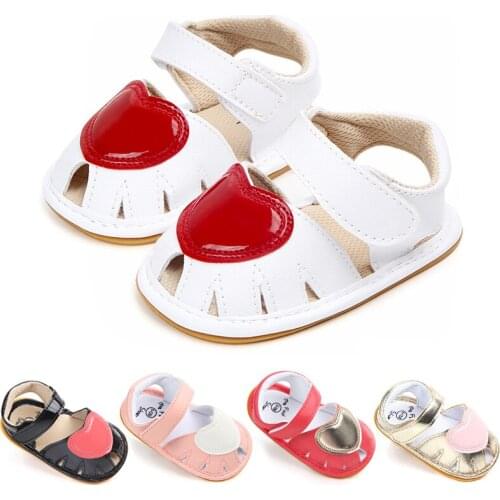 Summer Baby Girl Newborn Infant Heart PU Leather Prewalkers Anti Slip First Walker