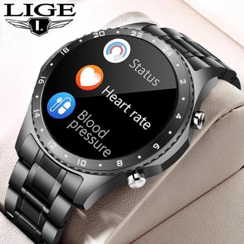 LIGE 2021 New Men SmartWatch Heart Rate Sleep Monitoring Waterproof Sports Watch Smart Bluetooth Call Watch for Android iOS +Box