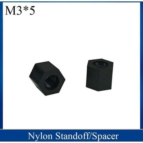 M3*5 5mm black nylon Black Nylon Hex Female-Female Standoff Spacer Threaded Hexagonal Spacer Standoff Spacer brand 1 pcs