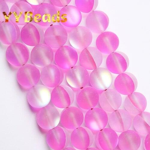 Frosted Austria Light Pink Crystal Moonstone Glitter Beads 6-12mm Natural Loose Charm Beads For Jewelry Making Women Bracelets
