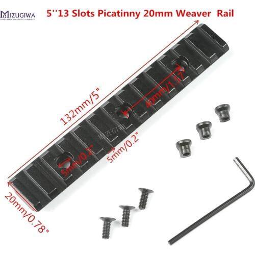 MIZUGIWA 5'' Picatinny Round Bottom 20mm Dovetail Weaver Rail Handguard Section Aluminum Mount Base Adapter Install Scope