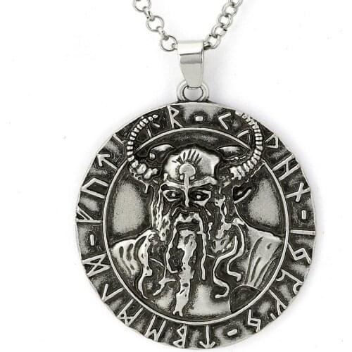 Fashion film myth Vikings Odin God Warrior Pendant Mens metal Necklace