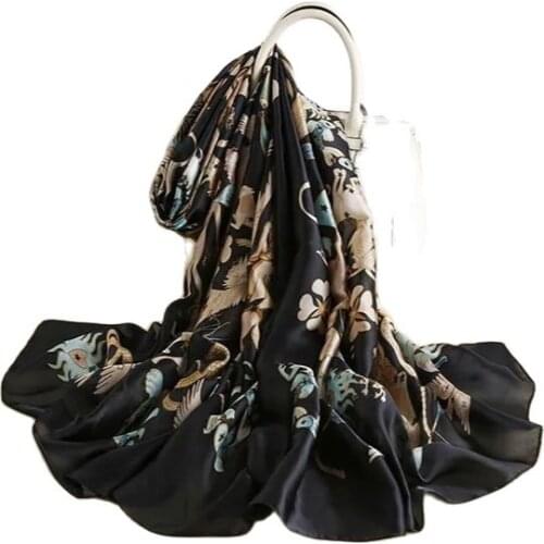 Boutique Fashion Scarf Long Silk Scarf Grey Black Silk Shawl Ladies High Quality Wrapped Cashmere Shawl Shawl Cloth Twin Shawl M