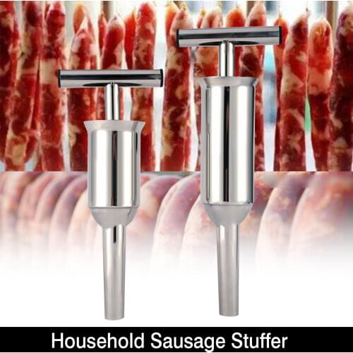 New Kitchen Manual Sausage Maker Hand Operated Meat Stuffer Filler Kitchen Meat Tools Filling Funnel Meat Grinder MeatTube Fill