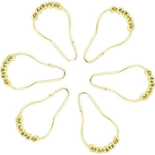 New Shower Curtain Rings Hooks Metal Bathroom Clip Easy Glide Hooks Polished Shower Curtain Rings Curtain Hooks LX1334