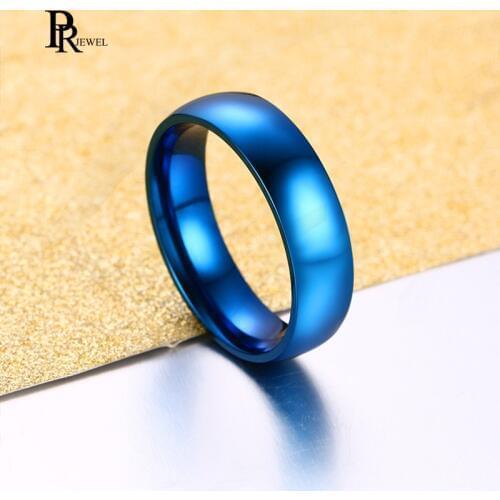 Basic 6MM Wedding Rings for Men Women Blue/ Gold /Silver Color Tone Stainless Steel US Size 4 to 14 Comfortable