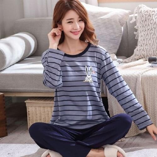 Autumn ladies cute animal sleepwear womans thin cute home wear pjs sets Women Pajamas Set For Femme long sleeves pyjamas suit