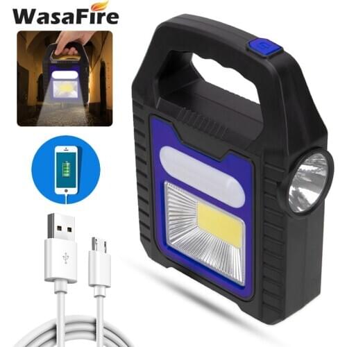 Portable Spotlight Solar USB Charging Work Light COB LED Lantern Camping Hiking Emergency Floodlight Car Repairing Lamp 3 Modes