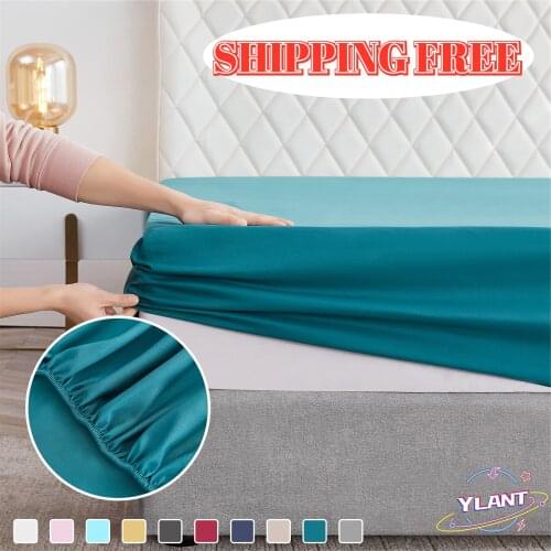 Modern Simple Style Solid Solor Bed Sheet Fitted Sheet Elastic Band Fixed Antifouling Anti-crease Portable Sheets Cover for Bed