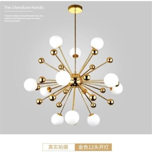 Nordic LED gold pendant light post-modern creative dandelion hanglamp white glass ball dining room kitchen suspension luminaire