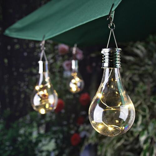 4 Pcs Outdoor LED Solar Light Bulb Light Sensor Rotatable Solar Powered Lamp Hanging Garden Decorate Camping Tent Lanterns Lamp