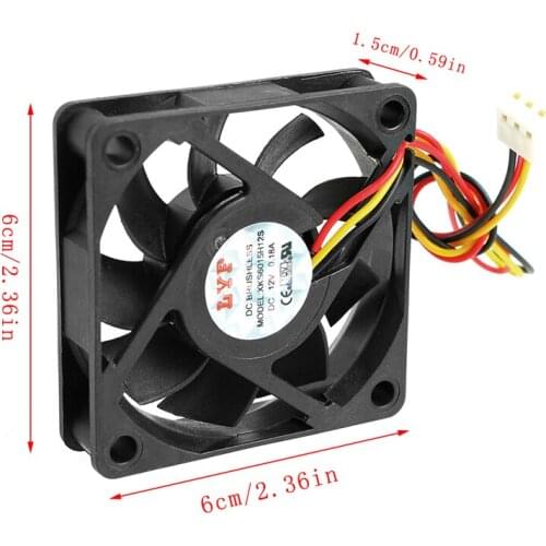 DC 12V 3-Pin 60x60x15mm PC Computer CPU System Sleeve-Bearing Cooling Fan 6015