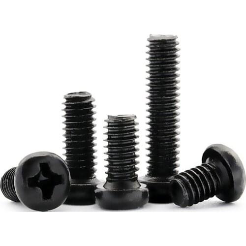 Round head screws Galvanized cross disc screws Bright black M2 M4