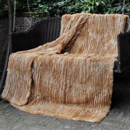 CX-D-10Q Custom 150*200cm Natural Colour Knit Rabbit Fur Throw Blanket For Bedroom Bedding Set