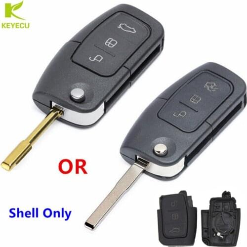 KEYECU Replacement New Folding Key Cover Remote Case Fob 3 Buttons HU101/FO21 Blade for Ford Fiesta Focus 2 Ecosport Kuga Escape