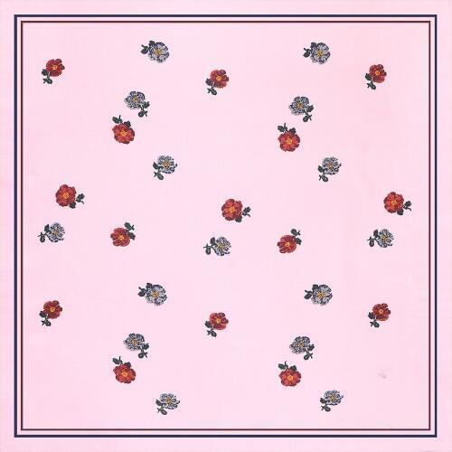 POBING Satin Silk Scarf Women Floral Print Silk Foulards Female Neckerchief Small Bandana Square Scarves Lady Headband Hijab