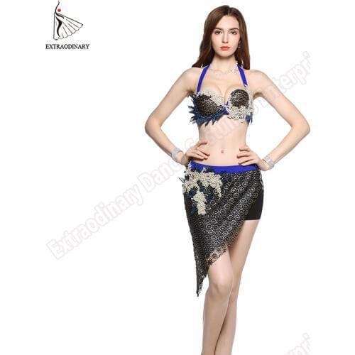 New Women Belt Belly Dance Costume Performance Hip Scarf Egyptian Bra Adjustable Outfit Bellydance Oriental 2 Pieces Set