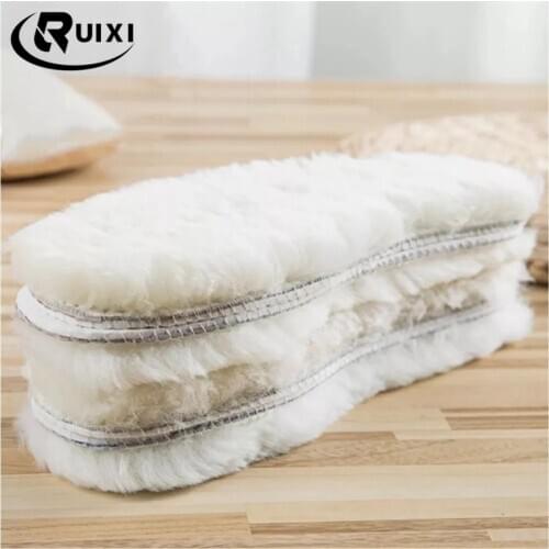 1 Pair Natural Wool Insoles Thick Sheep Cashmere Unisex Winter Insole High Quality Warm Breathable Plush Shoe Pad Insoles
