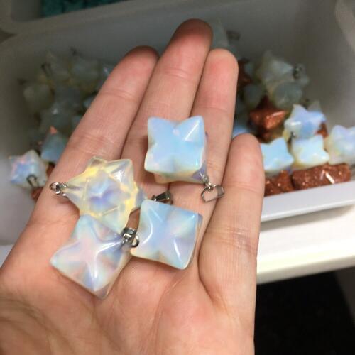 1pcs Natural opal Quartz crystal Stone Merkaba Pendant Necklace Healing natural stones and minerals