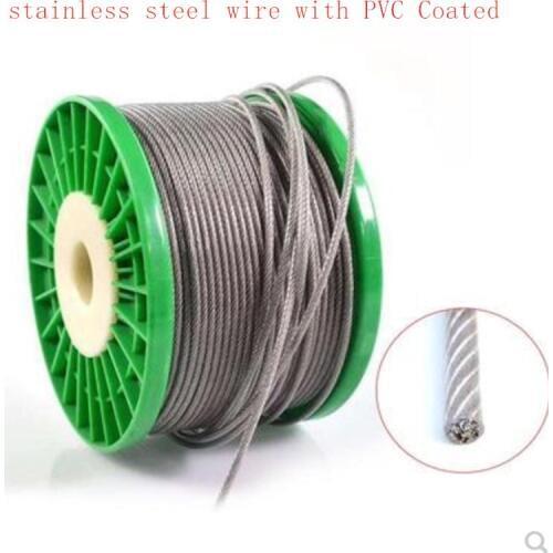 100 Meter 304 Stainless Steel 0.5/0.6/0.8/1/1.2/1.5/2mm Steel PVC Coated Flexible Wire Rope soft Cable Transparent Clothesline