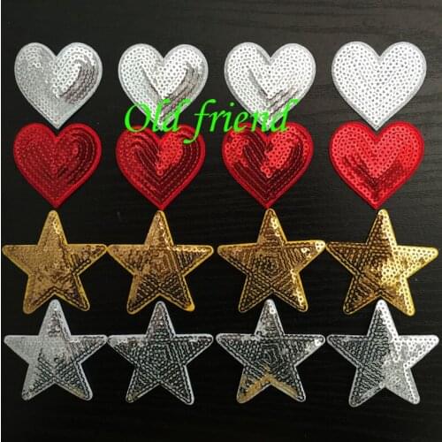 2'' Cute Embroidery Sequin Heart, Embroidery Patch With Glue On Back 40pcs/lot Free Shipping