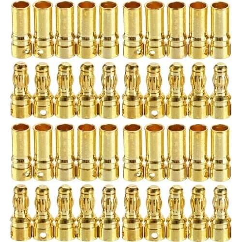 20Pair 3.5mm Male to Female Bullet Banana Plug Connector Gold Plated Terminal Adapter Kit Accessories for RC Battery ESC Motor
