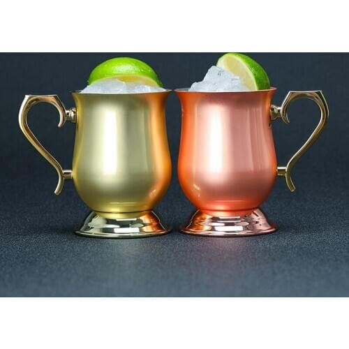 320Ml Stainless Steel Copper Plating Cocktail Glass Rose Gold Moscow Mule Cup Mini Metal Mugs Kitchen Bar Party Drinkware