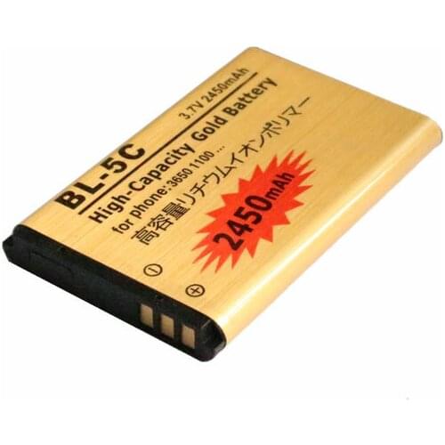 5pcs/lot 2450mAh BL-5C BL5C BL 5C Gold Replacement Battery For Nokia 6600 6630 6670 6680 6681 6682 6820 6822 7600 7610 E50 ect