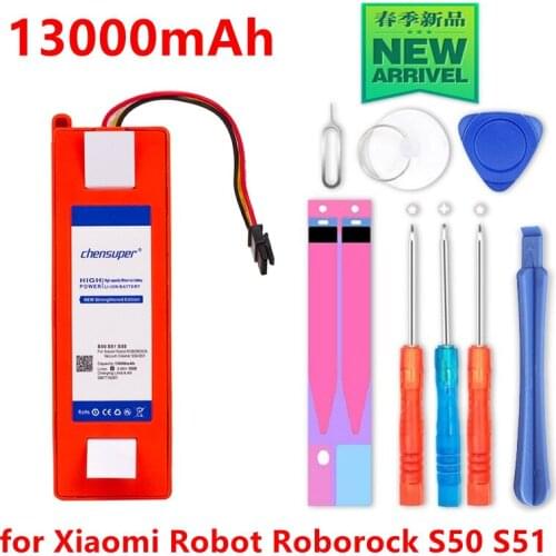 13000mAh 0 Cycle Robotic Vacuum cleaner Battery for Xiaomi Robot ROBOROCK Vacuum Cleaner S50 S51 S55 Mijia Gen 1st T4 T6