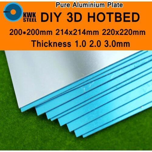 Aluminum Plate Sheet Board Pure AL Plates Frame for 3D Printer DIY Heated Bed Heatbed Hotbed 214x214mm 220x220mm 1mm 2mm 3mm