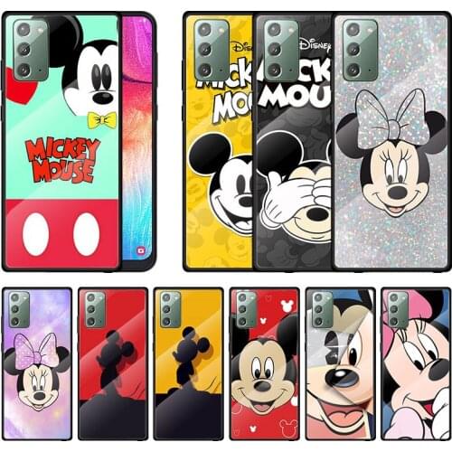 Cartoon Lovely Minnie Mickey Mouse For Samsung Note 20 10 9 8 Ultra Lite Plus A70 A50 A40 A30 A20 A10 Tempered Glass Phone Case