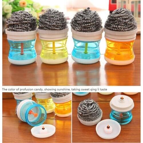 Stainless Steel Wire Ball Kitchen Cleaning Brush Scourer Pan Dish Bowl Pot Palm Brush Household Cleaning Tools Random Color