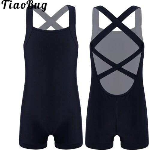 Children Dance Wear Sleeveless Solid Color Stretchy Ballet Gymnastics Leotard For Girls Fitness Jumpsuit Kids Unitard