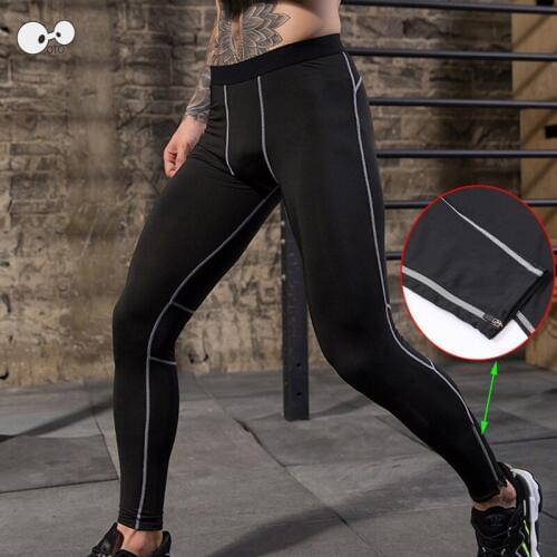 Men GYM Fitness Crossfit Training Legging with Reflective Zipper Compression Quick Dry Running Tights Sports Yoga Athletic Pants