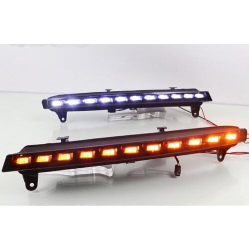 DNO12V LED DRL Daylights For Audi Q7 2006 2007 2008 2009 Yellow Turn Signal Daytime Running Light Car Day Auto Foglamp