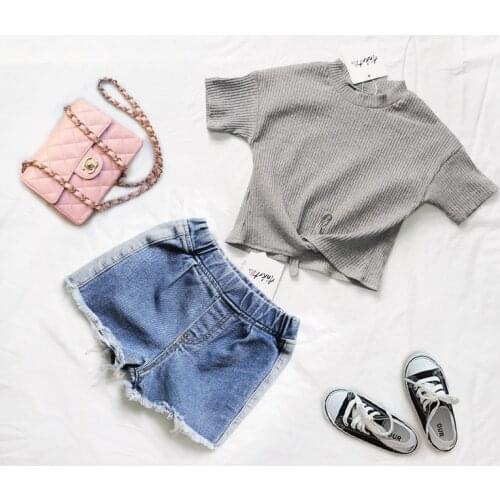 Girls 2021 denim hot pants toddler girl fall clothes 2021 baby girl pants newborn baby clothes korean baby clothes baby clothes