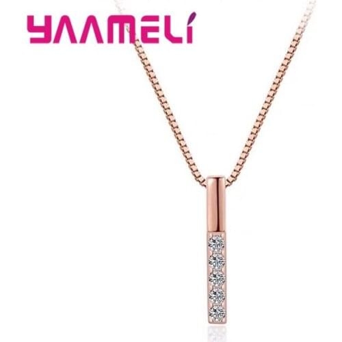 Elegant Simple Stripes Pendant Necklaces Real 925 Sterling Silver Accessories Fine Jewelry for Women Birthday Party Gift