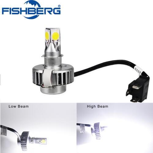 FISHBERG H4 LED Motorcycle Headlight 18W Hi/Lo Beam 6000K 1800LM High/Low Conversion Kit High Power Motorcycle LED Headlamp