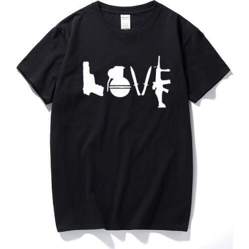Love T-Shirt Funny t shirt weapons retro war urban art guns knife cool peace Cotton short sleeve tshirt camisetas hombre