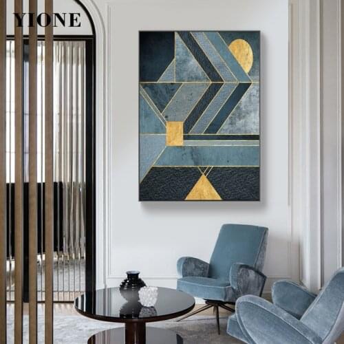 Geometric Splice Art Abstract Canvas Poster Wall Paintings Modern Luxury Prints Cuadro Wall Pictures for Living Room Bedroom