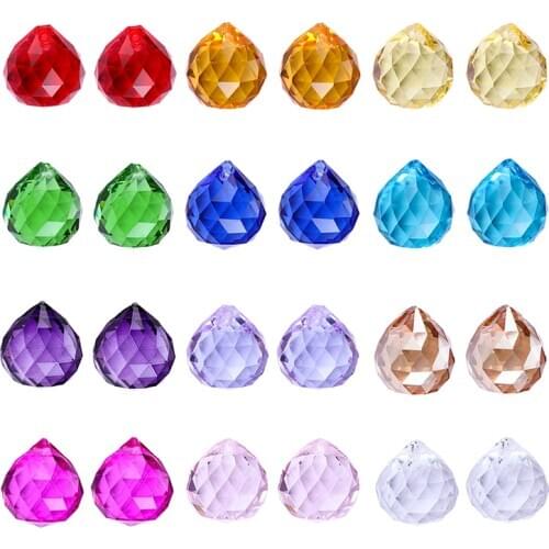 H&D 20mm Vintage Feng Shui Faceted Decorating Crystal Ball Prism Pendant Suncatcher Multi-Color Hanging Pendant Suncatcher 24pcs