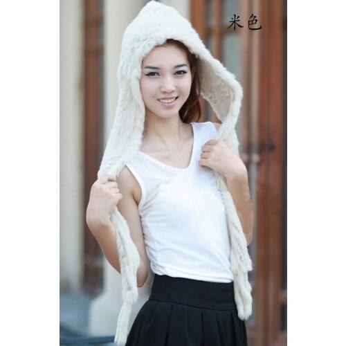 HSPL Hot Sale Warm Rabbit Fur Hat With Scarf - Keep Warm In Windy And Snow In Winter