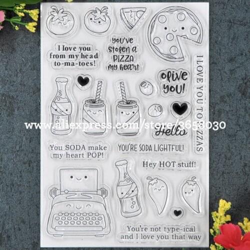Love you PIZZAS Scrapbook DIY photo cards rubber stamp clear stamp transparent stamp 11x16cm 8101609