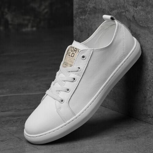 New Men Sneakers Soft Genuine Leather Casual Shoes Man Flats Mens White Shoes Male Loafers Comfortable Outdoor Walking Footwear